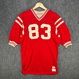 VTG 60s Sand-Knit Durene Football Jersey Red White #83 Buck's Sporting Goods 44